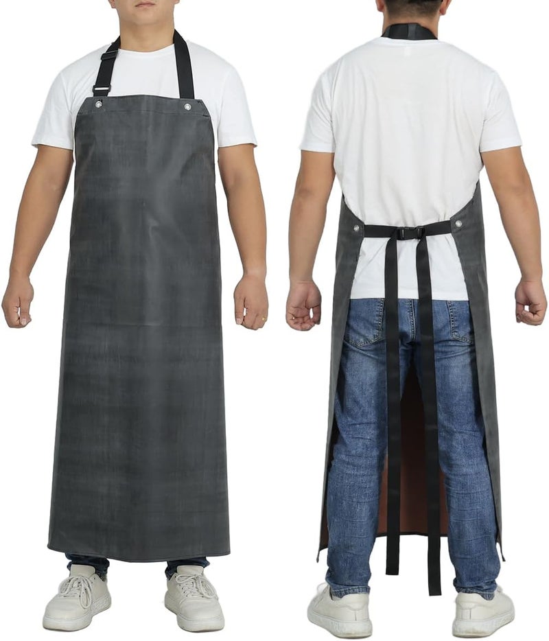 STPGIFC Thick Rubber Apron, Waterproof Apron Butcher Heavy Duty Chemical Resistant Adjustable Work Apron - Image 5